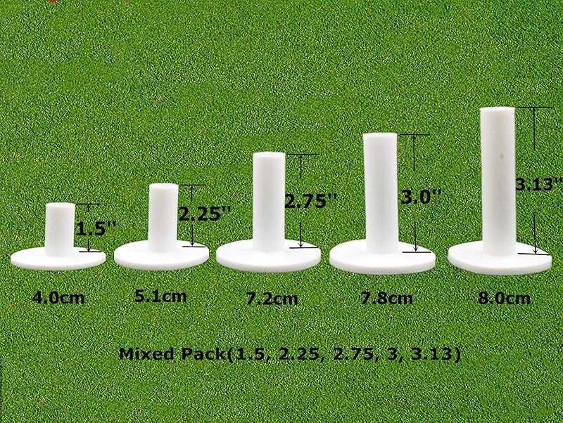 FINGER TEN Golf Rubber Tees 5 Pack Mixed Sizes White Durable Practice Mat
