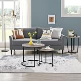 Yaheetech Round Nesting Coffee Table Set 2 with Metal Frame Grey 60x60x50.5cm view 7
