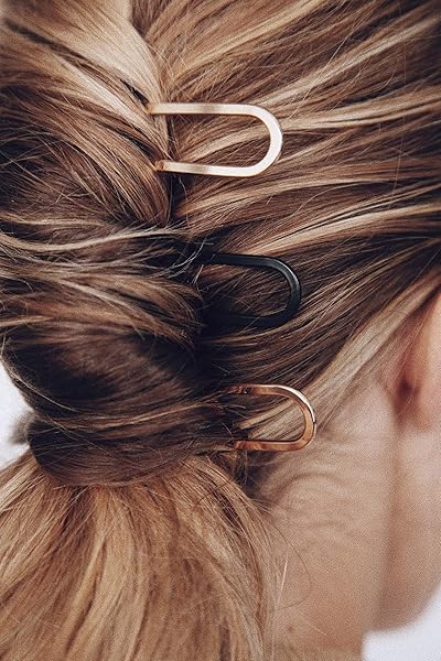 KRISTIN ESS FRENCH PIN SET OF 2 – U SHAPED FRENCH HAIR PINS FOR BUNS, CHIGNONS, WEDDING UPDO HAIRSTYLES AND TOP KNOTS – HAIR STYLING ACCESSORIES FOR WOMEN – GOLD