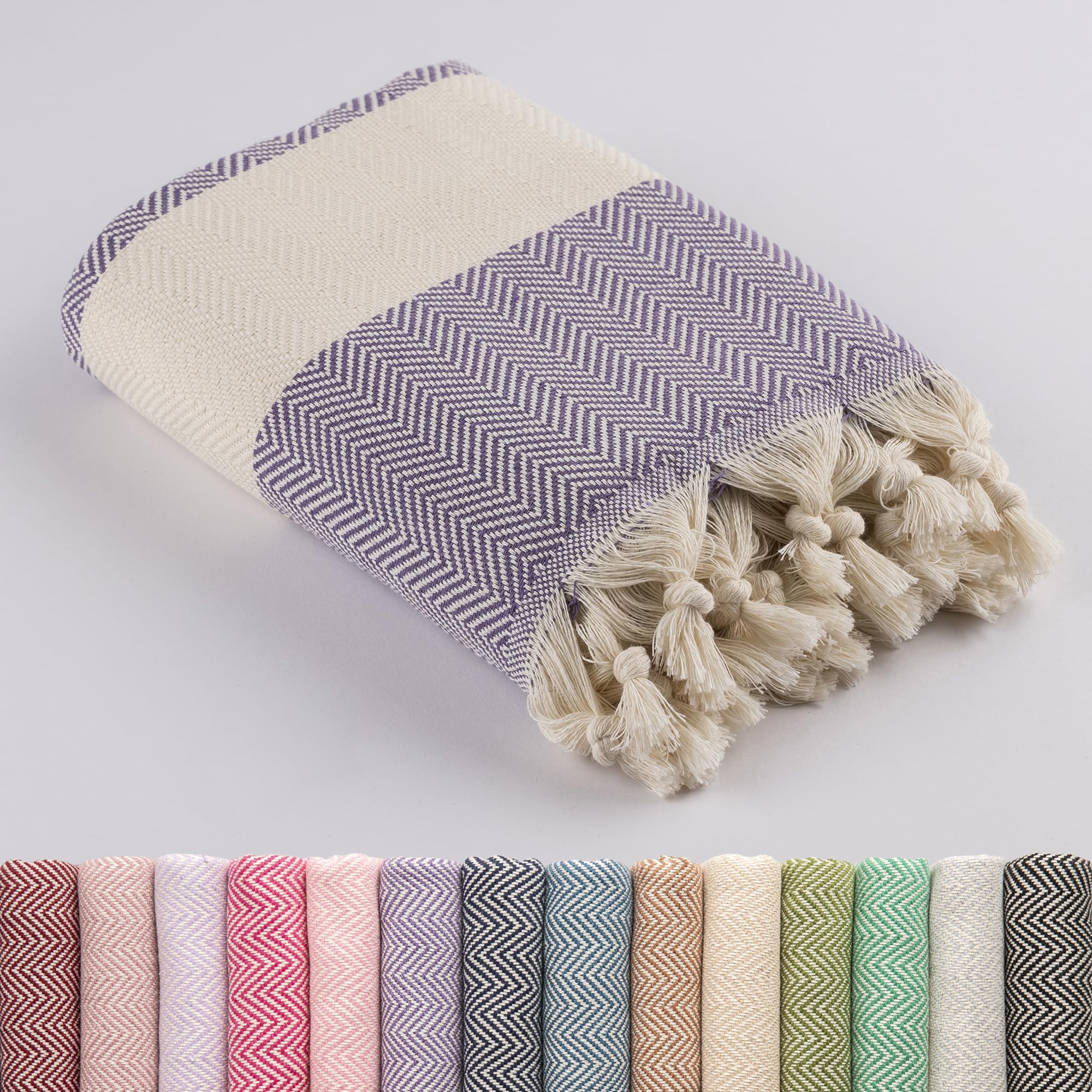 LUCIDUS Beach Towel - 100% Turkish Cotton, Quick Drying & Sand-Free, 100 x 200 cm Sauna Towel Hammam Towel for Men and Women - Lightweight & Ideal for Travel, Bathroom, Yoga, Camping (Lavender Purple)