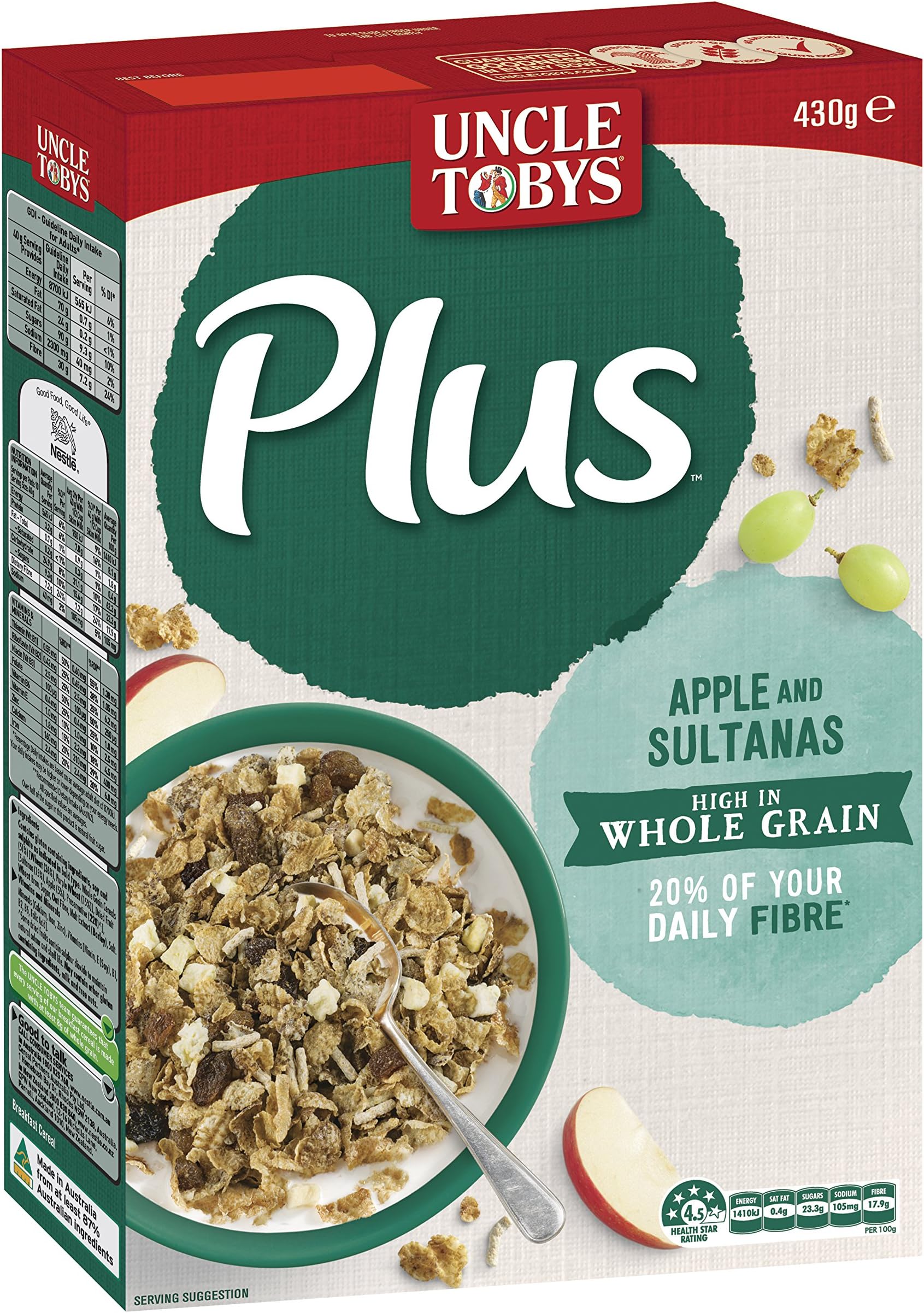 Uncle Toby Plus Fibre Breakfast Cereal Fibre Lift 430gm