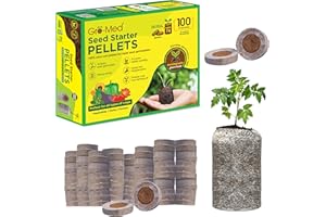 Gro-Med Organic Coco Coir Seed Starter Pellets NPK Enriched 100 Pcs, 35mm Perfect to Grow Herbs, Vegetables, Flowers, Fruits Seedling, Compressed Coconut Coir Soil Plugs - Easy to Transplant to Garden