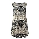 Veranee Women's Sleeveless Swing Tunic Summer Floral Flare Tank Top (Large, 6-23)