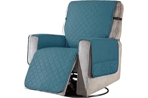 subrtex Recliner Chair Cover for Small Reclining Chair Slipcover Seat Width to 25 Inch Reversible Washable Protector with Elastic Adjustable Straps for Kids Pets (Small Recliner, Teal)