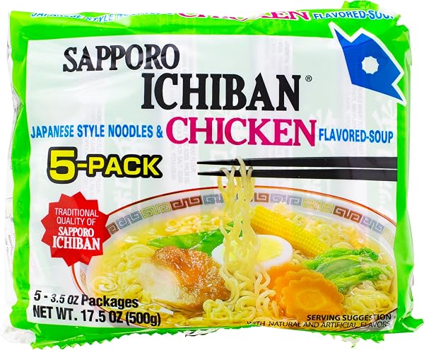 SAPPORO ICHIBAN CHICKEN FLAVORED NOODLE SOUP, 17.5 OZ