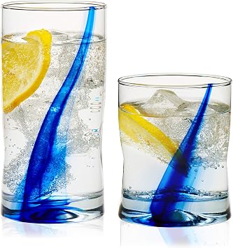 libbey blue ribbon impressions glass set