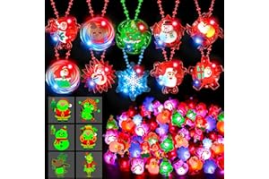 HUYAMAP 100 PCS Christmas Party Favors Bulk LED Light Up Xmas Toys, Glow in the Dark Christmas Necklaces Bracelets Rings Holiday Toys for Boys Girls Stocking Stuffers Classroom Gifts Prizes Xmas Party Favors