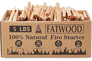 MEDERLO 5 lbs Fatwood Fire Starter Sticks, 100% Natural Kindling Firewood Firestarter for Stoves, Pine Wood for Fireplaces, Campfires, Bonfires, Grill