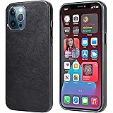 Arae Compatible with iPhone 12 case and iPhone 12 Pro Case, Ultra Thin Slim Leather Case [Anti-Scratch] Hard Back Cover…