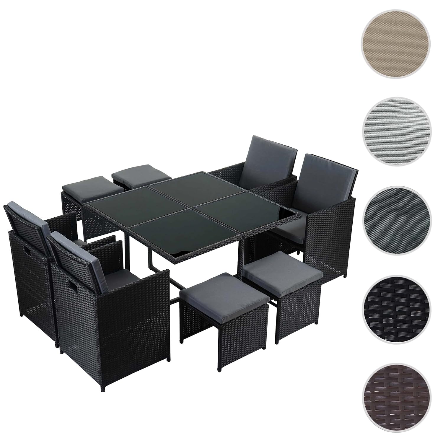 Poly-Rattan Garten-Garnitur Kreta, Lounge-Set Sitzgruppe ...