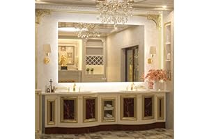 TETOTE 60 x 40 Inch LED Backlit Bathroom Mirror with Light,Anti-Fog,Dimmable,CRI90+,Water Proof,Vanity Lighted Mirror,Wall Mounted(Horizontal/Vertical)