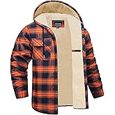 EKLENTSON Mens Winter Jacket Sherpa Lined Flannel Shirt Heavy Warm Coat Fleece Casual Button Down Cotton Plaid Hoodies