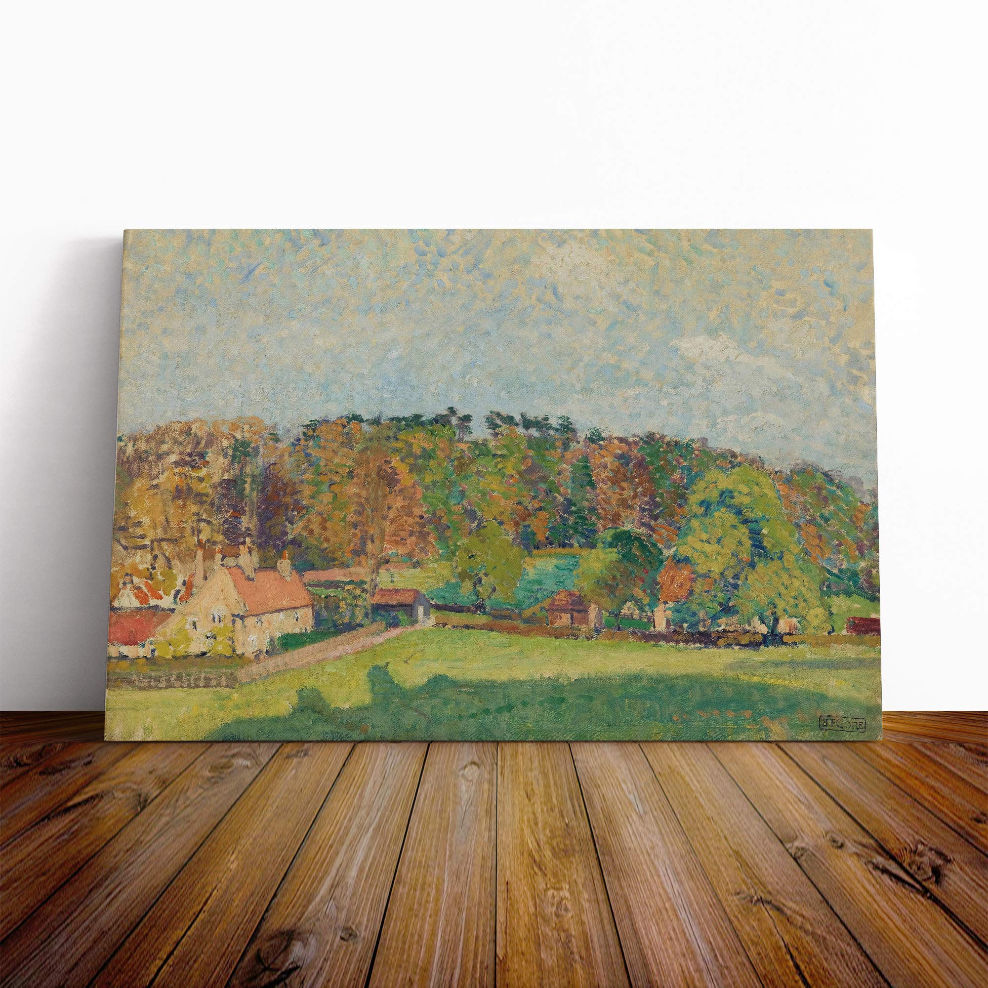 Spencer Gore Autumn Sussex Canvas Print | Gallery Wrapped 30mm Frame Wall Art | 20x14 inches | Ready to Hang | Modern Landscape Picture | Living Room Bedroom Lounge Office