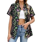 NQIQO Fat Tuesday Shirts for Women Fat Tuesday Party Outfit Button Up New Orleans Themed Party Short Sleeve Tops