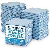 Microfiber Wholesale 16" x 16" All Purpose Towels - 50 Pack - Reusable Wash Cloths, Dust, Kitchen, Car, Shop Rags for Cleaning (Blue)
