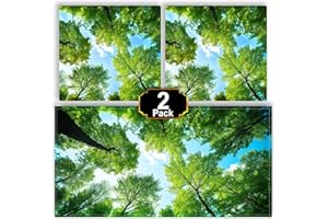 Aheroi Light Covers, 2 Pcs 4 x 2 FT Fluorescent Light Covers, Magnetic Light Covers for Ceiling Lights, Drop Ceiling Light Cover Classroom Florescent Led Light Filters Room School Office Decor(Forest)