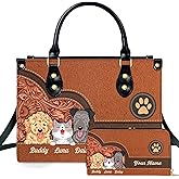 Personalized Pet Leather Bag, Dog Mom Handbag, Cat Purse with Name, Gifts for Women Grandma Pet Lovers