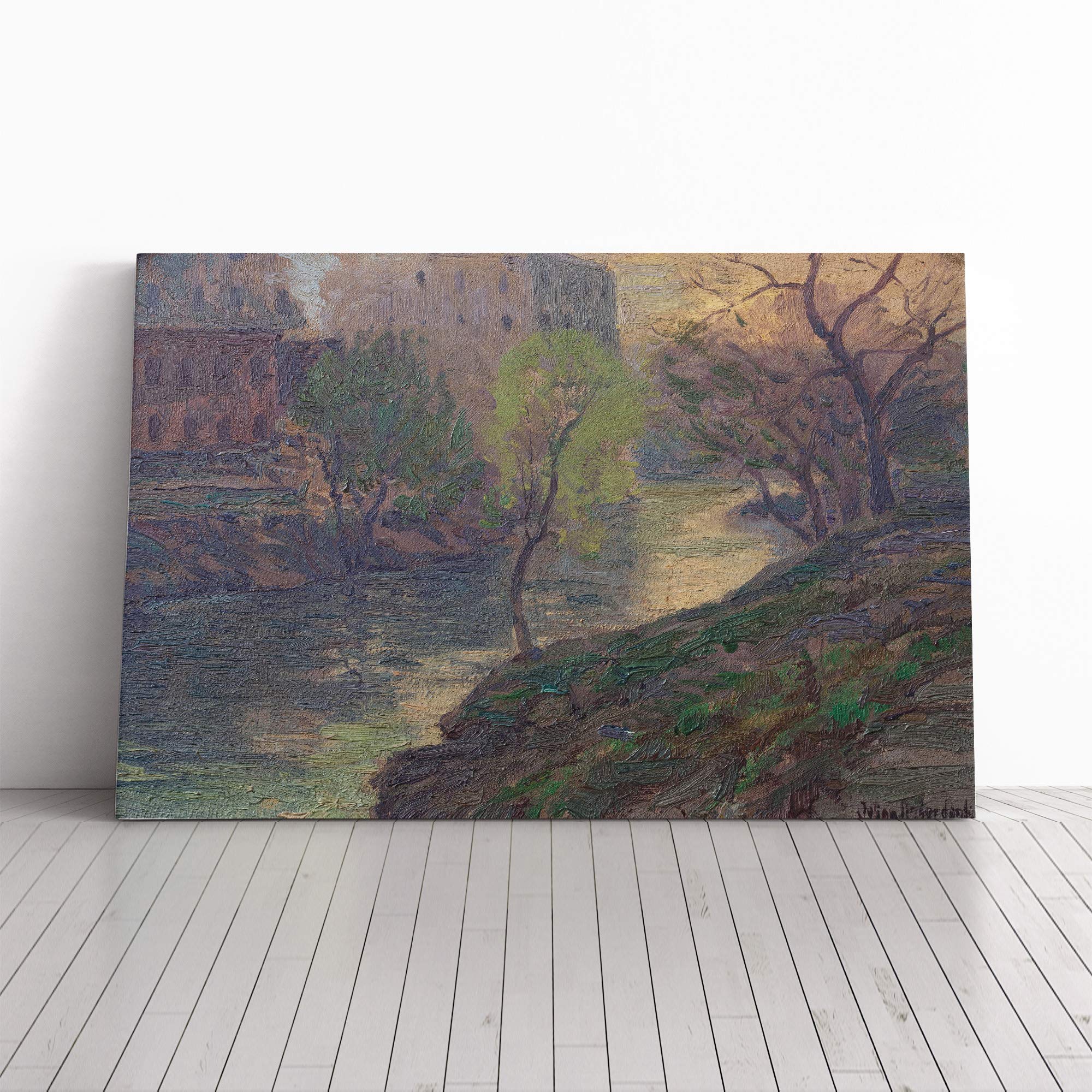 Julian Onderdonk San Antonio River Canvas Print | Gallery Wrapped 30mm Frame Wall Art | 20x14 inches | Ready to Hang | Modern Landscape Picture | Living Room Bedroom Lounge Office