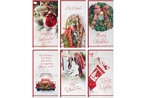 Hallmark Money and Gift Card Holder Christmas Card Assortment (36 Cards with Envelopes) Stocking, Wreath, Red Truck, Ice Skates, Sled, Red and Gold Ornaments