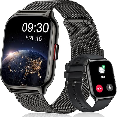 Popglory 2.01" Smart Watch for Women Men, Call, BP HR Sleep, 100+ Sports,