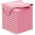 USANOOKS Microfiber Cleaning Cloth Light Pink - 12 Pcs 12.5"x12.5" - High Performance - 1200 Washes, Ultra Absorbent Towels Weave Grime & Liquid for Streak-Free Mirror Shine - Car Washing Cloth