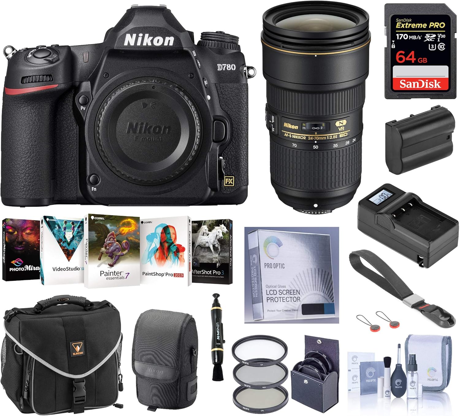 Amazon Com Nikon D780 Dslr Camera With Nikon Af S Nikkor 24 70mm F 2 8e Ed Vr Lens Starter Bundle With Bag 64gb Card Wrist Strap Battery Charger Pc Software Pack Filter Kit And Accessories
