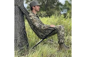 Bluexbear Low Down Hunting Seat with Adjustable Height, Portable Folding Tree Stand & 180° Pivot Lightweight Hammock Chair for Deer Hunting, Turkey Duck Blind, Camping Stool