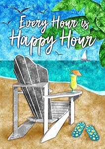 Toland Home Garden Happy Hour Beach 12.5 x 18 Inch Decorative Tropical Summer Adirondack Cocktail Garden Flag