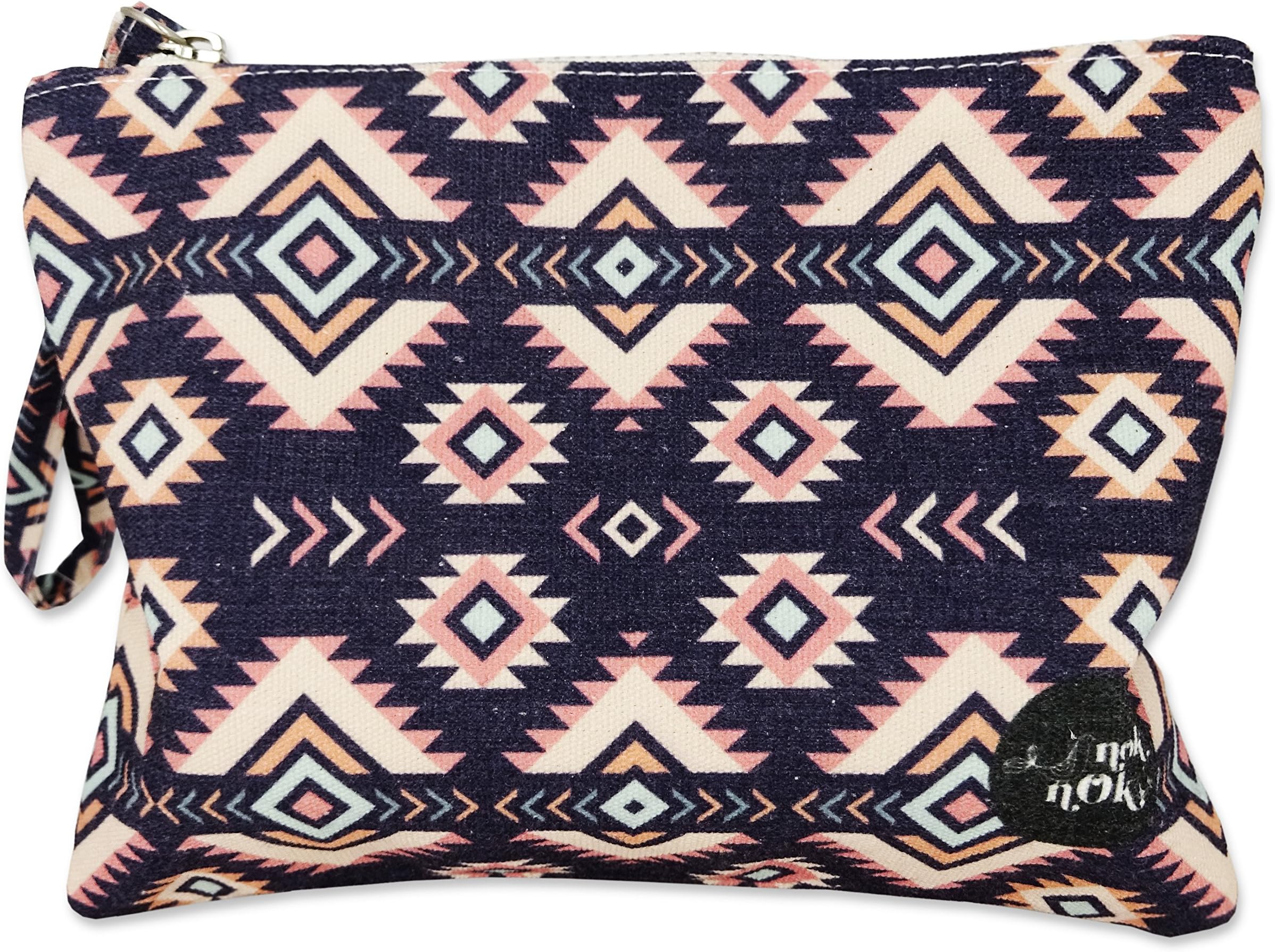 Printed Canvas Pouch, Mini Card Holder, Coin Purse with Zipper in Tropical, Bright, Colorful Pattern