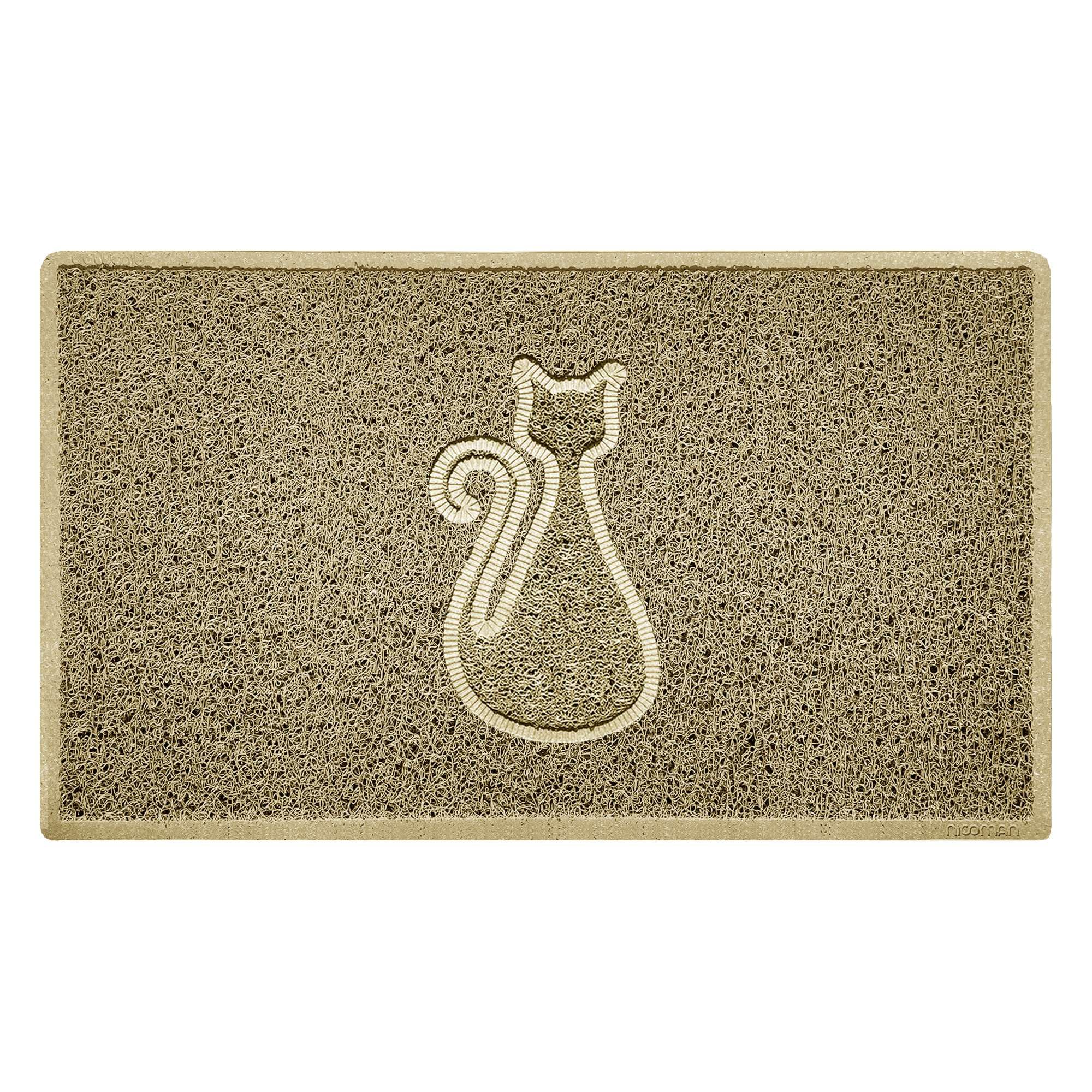 Nicoman CAT Embossed Shape Door Mat Dirt-Trapper Washable Barrier Doormat-(Use Indoor or Sheltered Outdoor)-(75x44cm/29.5x17.3inches,Medium) Beige