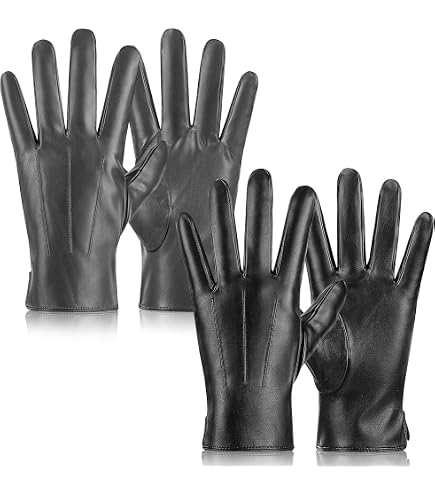 TOSWAKE Leather Gloves for Women 2 Pack, Winter Gloves Women PU