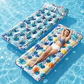 Stonful 2 Pack Inflatable Pool Floats, Cooling Pool Rafts for Adults | Thickened PVC, 21-Cooling Vents, Giant Water Loungers, Headrest, Multi-purpose Pool Floaties for Pool Party, Lake, Beach