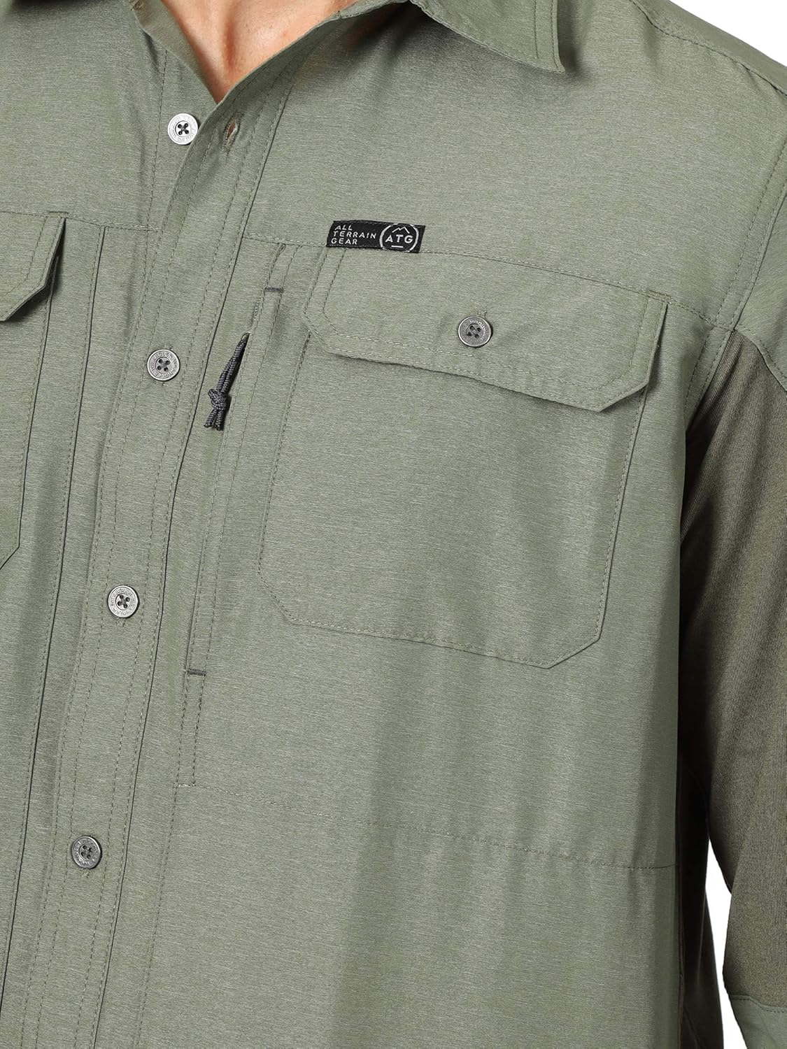ATG by Wrangler Men's Long Sleeve Mixed Material Shirt at  Men’s Clothing store