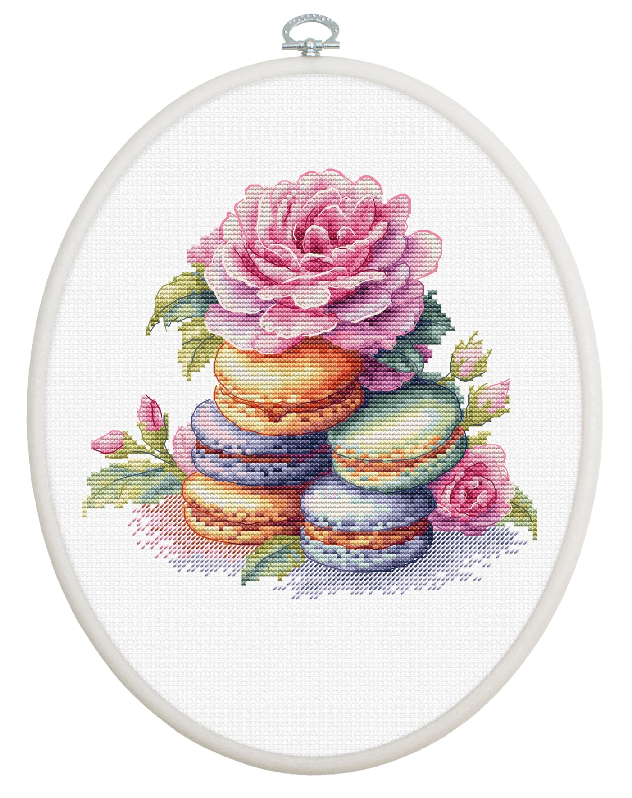 Luca-S Cross Stitch Kit with Hoop Included French Macarons, BC226