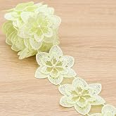 Flower Embroidered Lace Trim Ribbon - 2Y Width For Wedding Dresses & Sewing Crafts