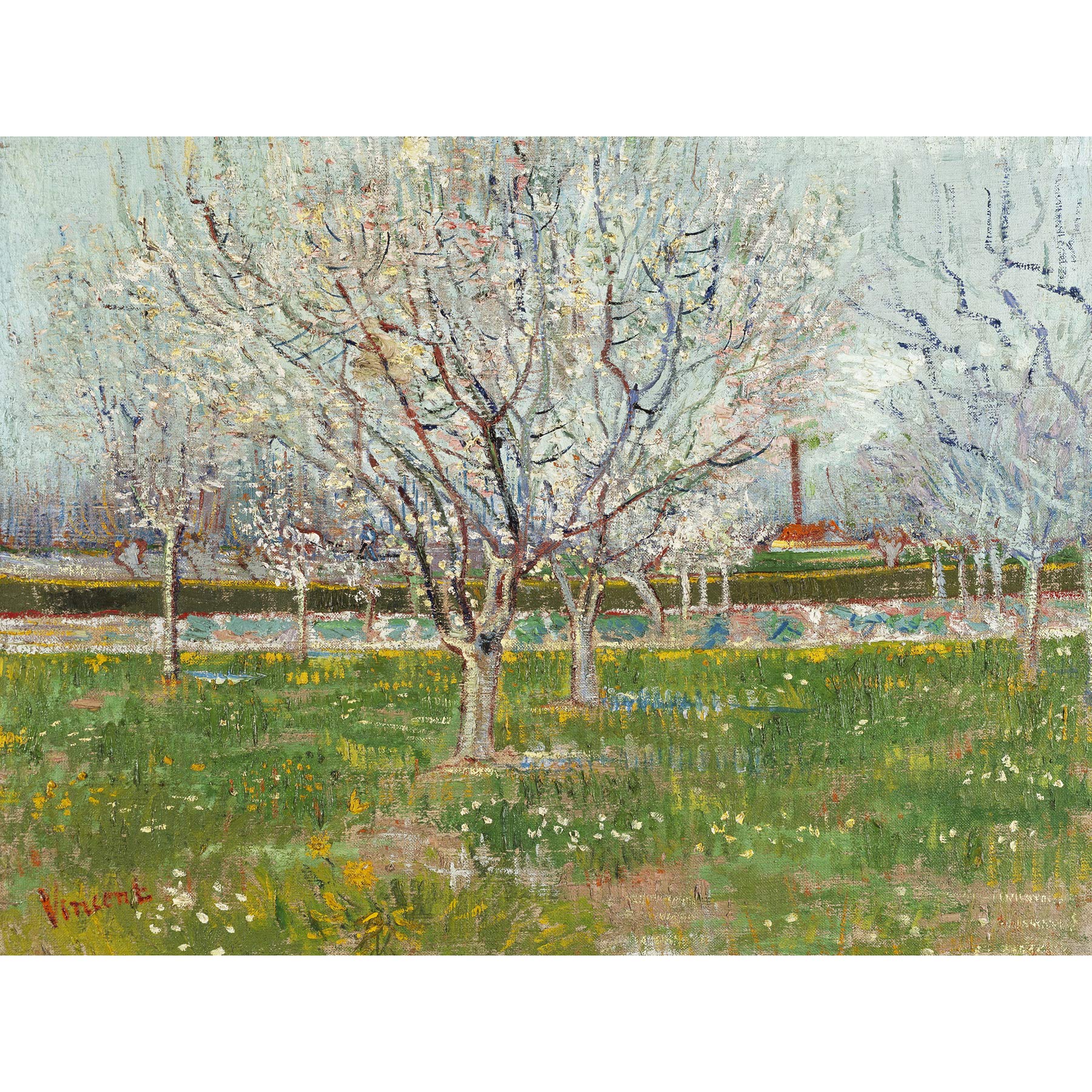 Vincent Van Gogh Orchard In Blossom Plum Trees Large Wall Art Print Canvas Premium Poster Mural