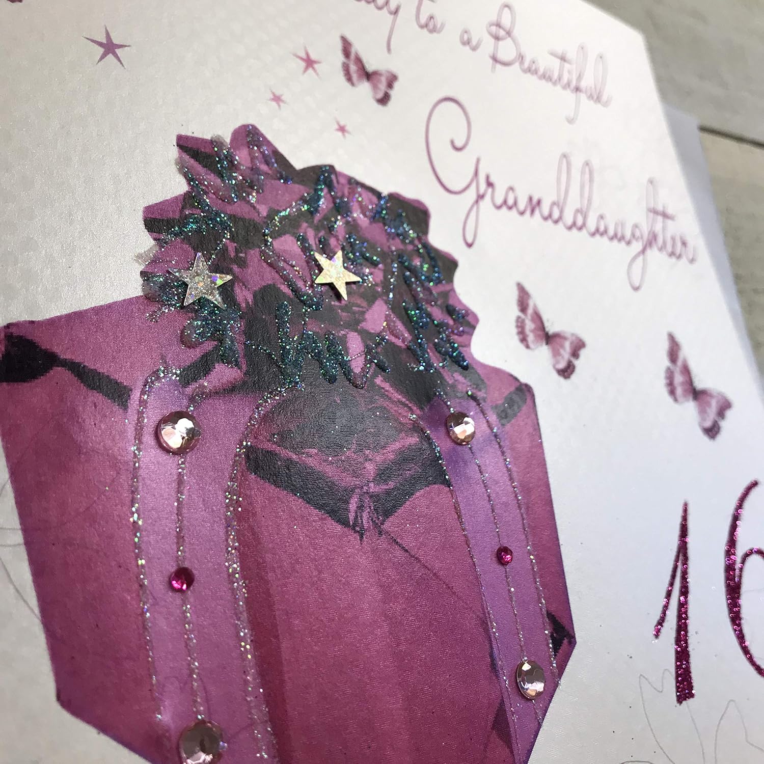 white cotton cards Happy Birthday To A Beautiful Granddaughter 16 Handmade Large 16th Birthday Card Present, XLWB105 NEW, 22cm x 22cm - Image 3