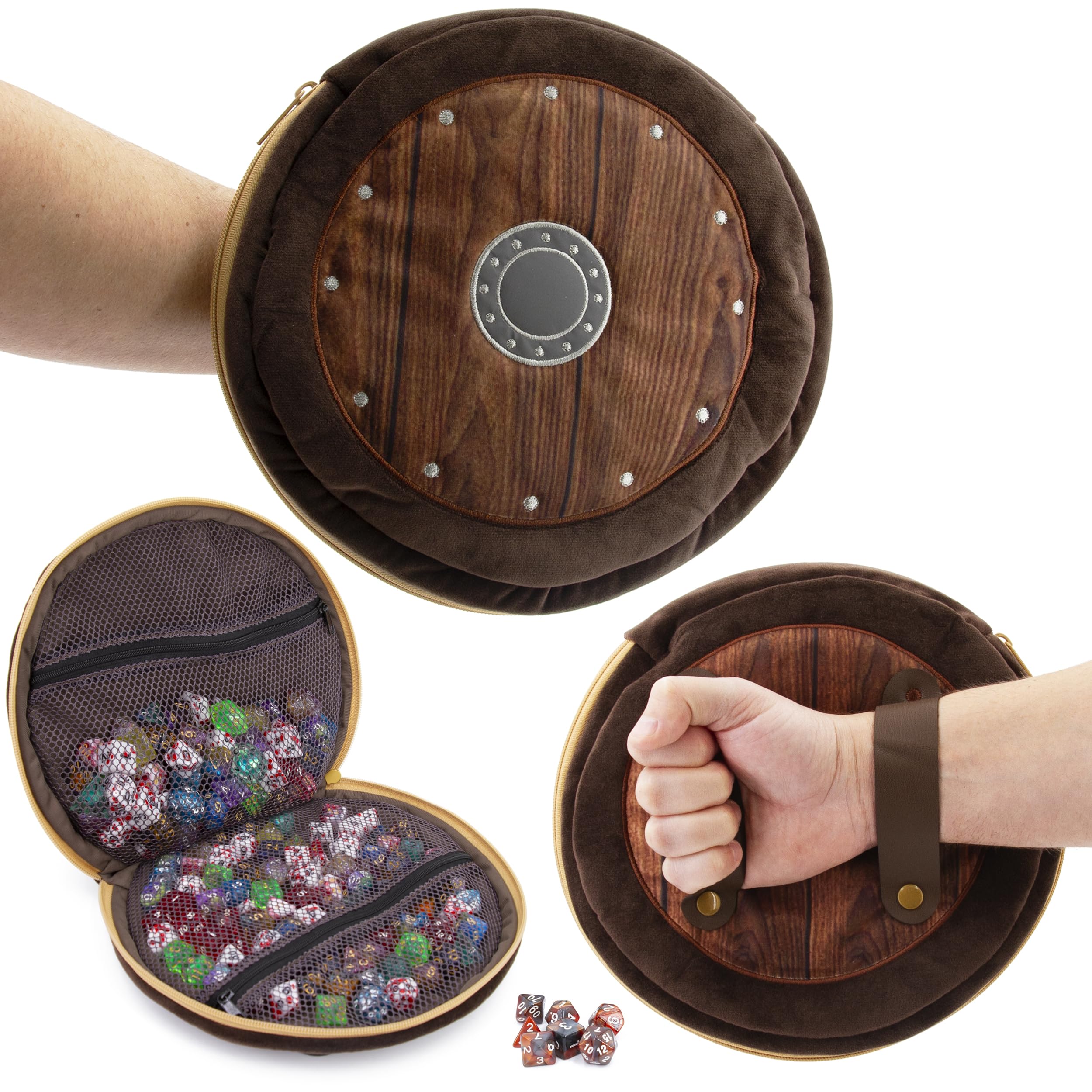CASEMATIX Wearable Dice Shield Case for Up To 300 Dice with 7 Included RPG Dice - 10.25