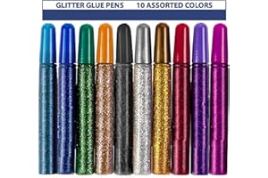 Tassel Toppers 10 Pack - Non-Toxic Washable Glitter Glue Stick Set, Glitter Glue Gel Pens for Art Projects, Grad Caps Assorted Colors Glue Stick, Decorating Supplies, Glitter Pens,
