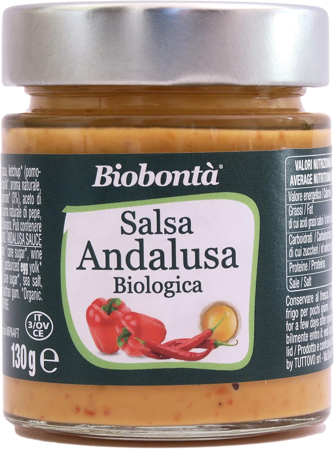 Sauce andalouse bio, artisanale, sans gluten ni lactose (130g