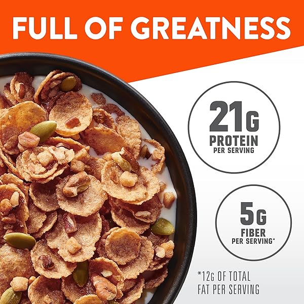 WHEATIES PROTEIN BREAKFAST CEREAL, HONEY PECAN, 21G PROTEIN, BREAKFAST OF CHAMPIONS, 16.4 OZ