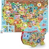 Crocodile Creek 200-Piece Jigsaw Floor Puzzle - Unique Puzzles for Kids Ages 6-8 and Up - Heavy-Duty Shaped Box for Storage - Includes a Fun Fact Booklet - USA Puzzle - 13" L x 19" H Finished