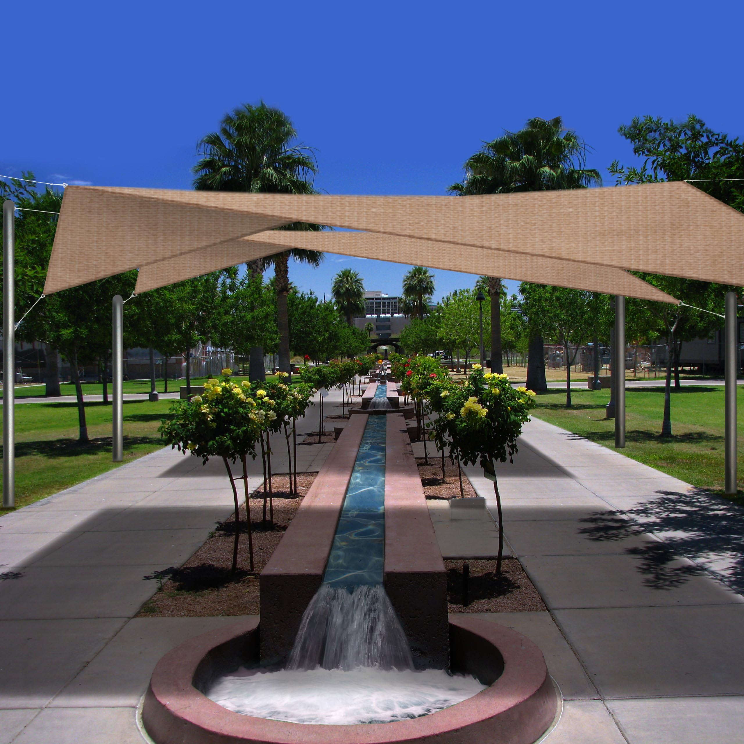 Phoenix 11.5' Professional Square Sun Shade Sail Desert Sand Color, Includes All Mounting Hardware