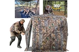 FUNHORUN 360 Hunting Blind with Floor Mat, 360 Degree See Through Ground Blind for Deer Hunting, 2-3&3-4 Person Pop-up Hunting Deer Blind, Turkey Blind, Full Open Door.
