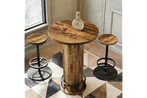 LITTLE TREE 3-Piece Round Bar Table with 2 Bar Stools, Counter-Height Dining Table for 2, Breakfast Tables, with Set of 2 Bar