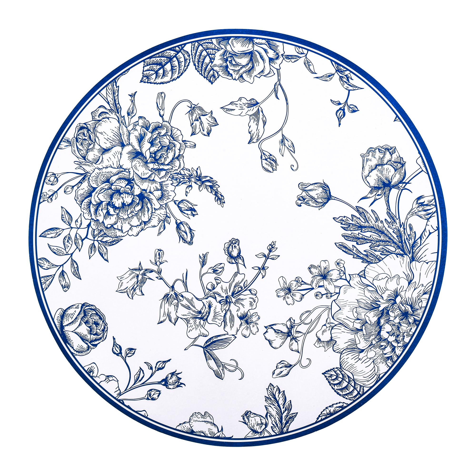 Photo 1 of Kochorie 100 Pieces Blue Flower Paper Plates 7 Inches Disposable Floral Paper Plates Scalloped Blue Chinoiserie Vintage Flower Dessert Plate for Wedding Birthday Holiday Party Decor Supplies