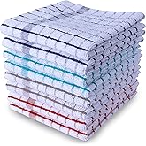 AMOUR INFINI Kitchen Dish Cloths Set of 8 - Ultra Soft, Highly Absorbent, Quick-Drying Terry Cotton Dishcloths 12"x12" Inch Wash & Cleaning Cloths for Kitchen & Dishwashing (Ass- Blue)