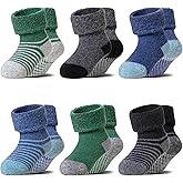 6 Pairs Baby Boy Girl Non Slip Socks Child Toddler Winter Thick Soft Wool Kids Warm Socks with Grips