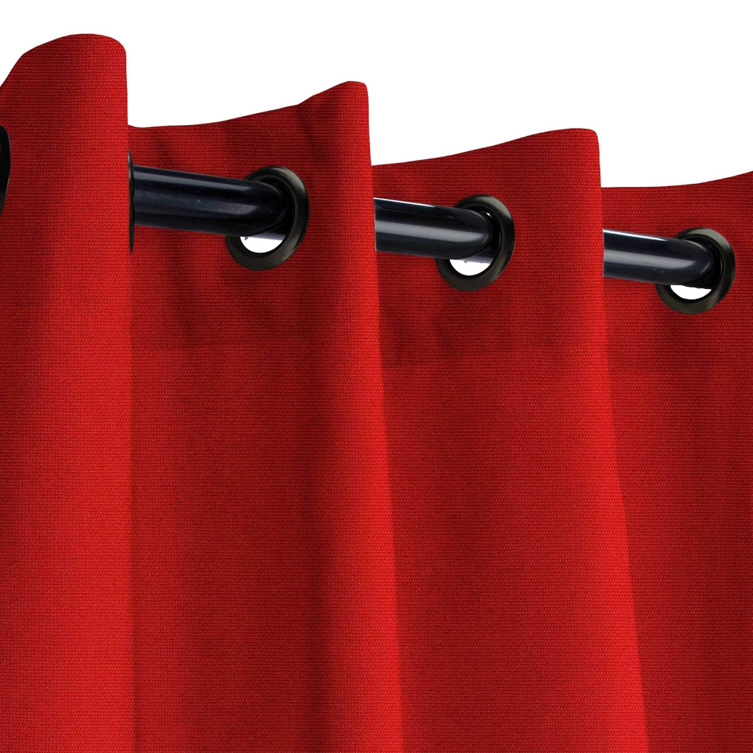 Sunbrella Canvas Brass Outdoor Curtain with Dark Gunmetal Grommets 50 in. Wide x 84 in. Long