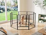 HOMIDEC Dog Pen 8 Panels 80cm High Indoor Outdoor Playpen with Door Silvery view 2